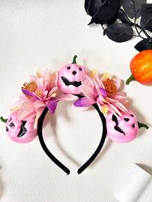 1pc Women's Halloween Gradient Lily Pink Yellow 3D Devil Pumpkin Headband For Cosplay Festival Party Performance - Multicolor - View 6