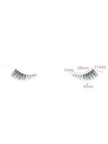7 Pasang Bulu Mata Pendek Alami Model Cat Eye Crisscross dengan Pita Transparan - Perlengkapan Makeup Harian - Hitam - View 3
