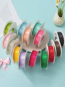 Polka Dot Satin Ribbon, Multi-Color Satin Ribbon, Suitable For Gift Wrapping, Bow Making, Hair Bows, DIY Crafts, Party Decoration - Multicolor - View 8