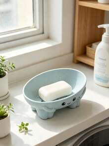 1pc Cute Cartoon Soap Dish, Wheat Straw Non-Slip Soap Holder, Cute 3D Smiling Face Hand-Shaped Figurine Storage Tray, Suitable For Bathroom Sink Countertop Bathroom Decor - Multiple Styles - View 8