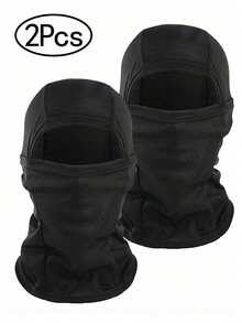 1pc/2pcs/3pcs Unisex Solid Color Single-Hole Balaclava Headwear Set, Full Face Mask For Cycling, Suitable For Daily Wear And Outdoor Activities - A - View 2