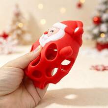 1 món đồ chơi lắc bằng silicone hình ông già Noel, bóng cầm tay có chuông, quà Giáng sinh cho bé - Nhiều màu - Xem 6