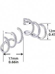 1 Pasang Anting Cakar, Berkilau & Mewah, Elegan & Unik, Cocok untuk Berbagai Acara, Hipoalergenik, Hadiah Liburan yang Sempurna - D - View 3