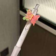 6/12pcs Macaron Color Butterfly Decor Click Neutral Pens, 3D Butterfly Flower Ornament, Playful Eye-Catching Macaron Gradient Pen Body For Writing - Multicolor - View 9