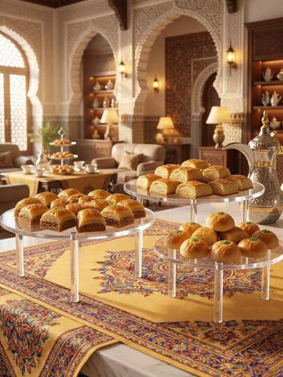 Soporte de acrílico transparente para postres, estante redondo para exhibición de pasteles para baklava, bodas y fiestas