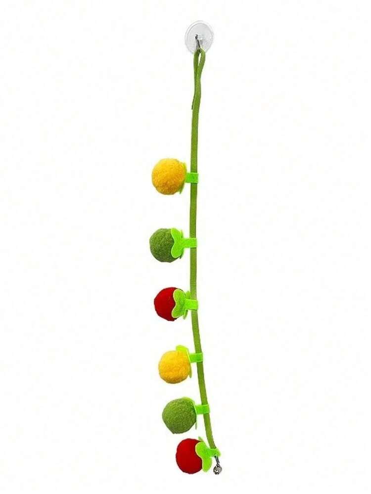 Persimmon And Tomato Shaped Straw Cat Teaser Wand - Suitable For All Cat Breeds, Interactive Toy With Bell, Straw Boredom Relief Toy, Suitable For All Sizes Of Kittens And Adult Cats - View 3
