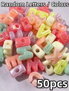 20/50pcs Random Style Acrylic Colorful Letter Beads, Includes 26 Creative English Letters (Upgraded Version), DIY Beading Accessories, Suitable For Making Bracelets, Necklaces, Keychains, Pet Collars And Other Jewelry - Multicolor - View 34