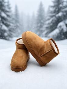 Women's EVA Thick Sole Thermal Lined Thickened Anti-Slip Design Flat Fashion Warm Enclosed Heel Casual Snow Boots Suitable For Autumn/Winter - Brown - View 5