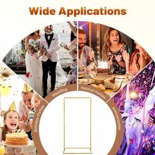 Gold Rectangular Iron Wedding Backdrop Stand, Floor‑Mount DIY Party Background Frame For Birthday Baby Shower Garden Trellis Decor - Gold - View 8