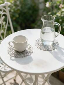 12pcs Gold Hollow PVC Drink Coasters, Washable Table Accessories, Non-Slip Tableware Mats, Breathable And Heat Dissipating, Lightweight And Easy To Store, Suitable For Restaurants, Cafes, Homestays, Perfect For Afternoon Tea, Holidays, Parties, Gatherings, Birthdays, Weddings, Dinner Parties - Multicolor - View 8