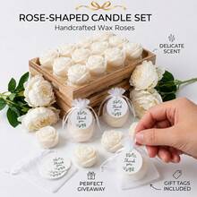 12pcs Rose Scented Candle Gift Set, Includes Organza Bags And Thank You Cards, Romantic Rose Shaped Scented Candles, Suitable For Weddings, Parties, Proposals, Home Decor - Multicolor - View 3