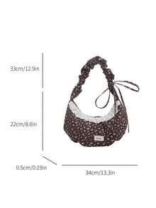 1PC Large Capacity Ditsy Floral Lace Trim Crossbody Bag, Zipper Design, Non-Adjustable Shoulder Strap, Suitable For Daily Outings, Can Easily Accommodate Daily Essentials, Versatile Item, Suitable For Various Styles And Occasions. - Multicolor - View 11