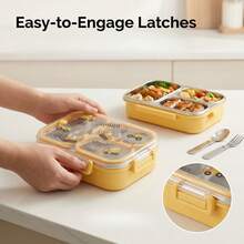 900ML 304 Stainless Steel Lunch Box With Cute Cartoon Pattern, Avoid Food Mixing, Microwave Bento Box With 3 Compartments, Portable Leak-Proof Lunch Container, Fruit Salad Food Storage Container, Meal Prep Box For Student Adult Use In School, Office - Multicolor - View 9
