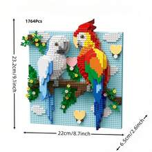 2672Pcs Micro Mini Building Blocks, 3D DIY Animal Mural Set, Parrot, Chameleon & Shark, Creative Desktop Ornament, Home Decor, Birthday & Holiday Gift For Block Lovers - Multicolor - View 14