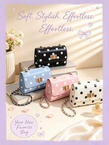 1PC Polka Dot Mini Crossbody Bag, Casual Minimalist Elegant Design, Adjustable Shoulder Strap, Suitable For Daily Outings And Travel, Can Easily Hold Daily Essentials, Fits Various Styles And Occasions - Multicolor - View 1