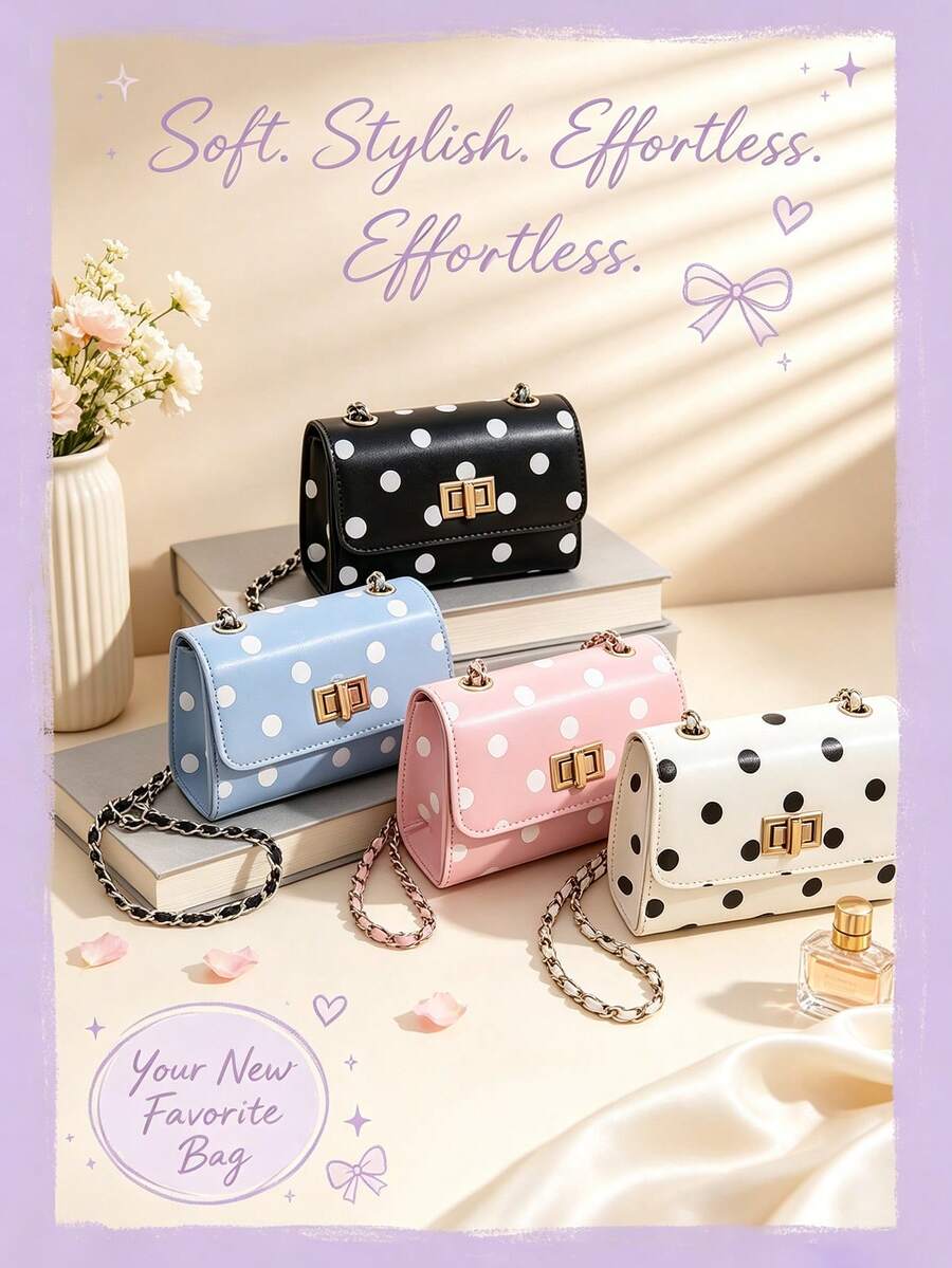 1PC Polka Dot Mini Crossbody Bag, Casual Minimalist Elegant Design, Adjustable Shoulder Strap, Suitable For Daily Outings And Travel, Can Easily Hold Daily Essentials, Fits Various Styles And Occasions - Multicolor - View 1