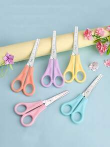 1pc Stainless Steel Round Head Scissors, Ruler Small Scissors - Precise Cutting Of Paper, Fabric And Thread, Multi-Functional Household Tool, Ergonomic Handle (Pink/Blue), DIY Student Craft Scissors Utility Knife, Sewing Craft Cutting Machine, Comfortable Grip, Durable Design, Designed For Sewing Enthusiasts - Multiple Styles - View 2