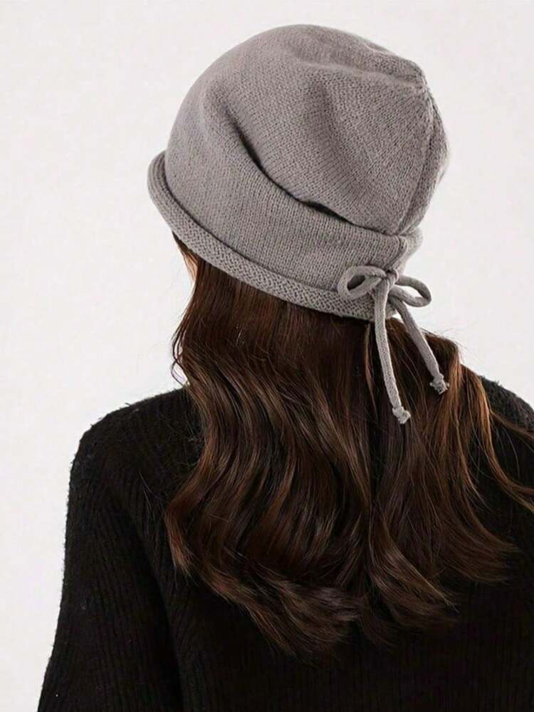 Acrylic Knitted Drawstring Beanie, Elastic Breathable Fabric, Ear Protection Design, Hand Washable, Suitable For Warm Urban Style - A - View 3