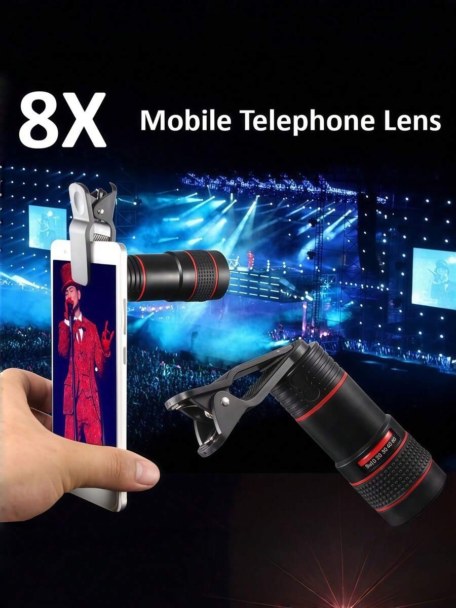 1pc Universal 8x/12x/20x Telephoto Lens Accessory, Clip-On Zoom Lens For Smartphone And Tablet, High Definition Photography Zoom Lens With Phone Clip For Photography And Videography (Suitable For Single Lens)