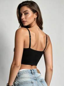 Runway Rest 3pcs/Set Bra Camisole Wanita Warna Polos dengan Tali Bahu yang Dapat Diatur, Nyaman, Tanpa Kawat, dan Berbantalan, Cocok untuk Olahraga dan Tidur - MultiWarna - View 4