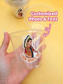 1/6/12/24pcs Customizable Photo & Text Waterproof Stickers, Multiple Sizes, Graduation Party, Bachelor Party, Wedding Party, Back To School, Christmas, Halloween, Anniversary, Birthday, Party Favors - Multicolor - View 3