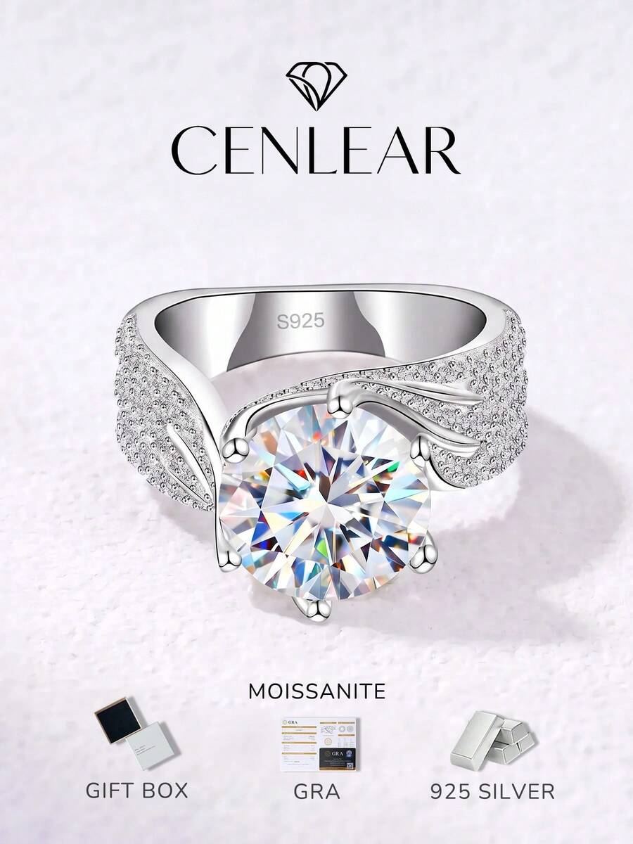 Exquisite Luxury 3-5 Carat Moissanite 925 Sterling Silver Ring, Women's Engagement/Wedding Ring, Gift Box Packaging, Perfect Gift Choice