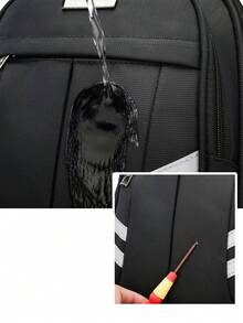 1件裝男士休閒筆電後背包，多隔層、反光條、防水，適合上學、旅行、商務與日常使用，附側邊口袋 - 彩色 - 查看 10