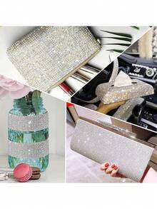 3 cuộn dải trang trí đính đá DIY tự dính, dải dán đá trang trí kim cương lấp lánh, phù hợp cho đồ thủ công, trang trí đám cưới và tiệc, cũng như trang trí gương, ô tô và điện thoại - Nhiều màu - Xem 8