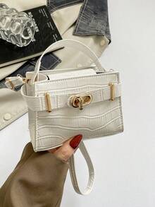 Tas Selempang Wanita Elegan dan Chic, Warna Solid Baru, Serbaguna, Tekstur Berkualitas Tinggi, Tas Bahu Minimalis Elegan yang Dipersonalisasi - Putih - View 1