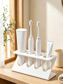 Bathroom Toothbrush Holder, Multi-Functional Drainage Rack Organizer, Bathroom And Kitchen Desktop Organizer, Tabletop Toothbrush Cup Razor Toothpaste Storage Rack, Bathroom Sink Storage, Toothbrush Holder With Slots, Bathroom Vanity Storage Rack, Can Hold Electric Toothbrush, Toothpaste And Razor, Suitable For Home Use, Storage And Organization - Multicolor - View 4