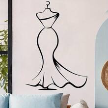 1pc PVC Material Black Classical Minimalist Women Line Wall Sticker Studio Dressing Room Decor Removable - one-size - View 2