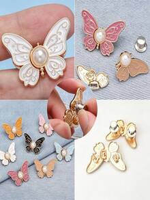 1 Set Waist Tightener, Detachable Butterfly Clip Jeans Button, Suitable For Loose Jeans, Adjustable Waist Buckle Set, No Sewing And Tools Needed, Decorative Butterfly Waist Buckle, Jeans Button Pin - Multi-color - View 2