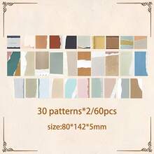 60pcs/Pack Vintage Floral Decorative Scrapbook Paper, DIY Collage Memo Pad - Multicolor - View 19