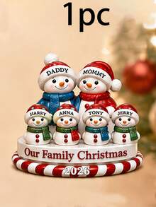 Custom Christmas Snowman Ornament, Personalized 1-9 Names Family Decor, Customized Xmas Keepsake Gift, Customizable Tree Hanging Ornament For Family Christmas Party Decorations - Style F - View 7