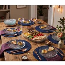 7-delars dessert- och serveringsset i glas – 6 * 19 cm tallrikar + 1 * 30 cm serveringsfat - Multifärgad - Visa 4