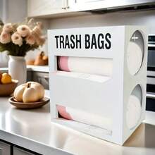[Modern Wooden Storage Box] Double-Layer Large Wooden Trash Bag Storage Box, Modern Wall-Mounted Kitchen Storage Solution, Suitable For Trash Bags, Tissue Boxes And More - Ideal For Home And Bathroom Use - Multicolor - View 4