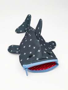 1pc Shark Shaped Pencil Case With Fun Star Pattern, Suitable For Teens And Office Use, Teen Stationery Storage Bag - Multicolor - View 11