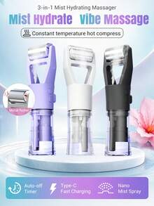 TOUCHBeauty Multifunctional Facial Skincare Beauty Device | Nano Mist Hydration Spray, Constant Temperature Warm Compress To Open Pores, Metal Roller Vibration For Enhanced Absorption, Type-C Charging With Auto Shut-Off, Portable Beauty Tool, 1200mAh - Multicolor - View 2