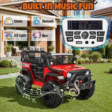 24V 20" 2‑Seater Kids Electric Ride‑On Truck Toy For Big Kids,800W Motor,Remote Control,3‑Speed,Bluetooth,Multi‑LED Lights,Shock Absorption - Red - View 4