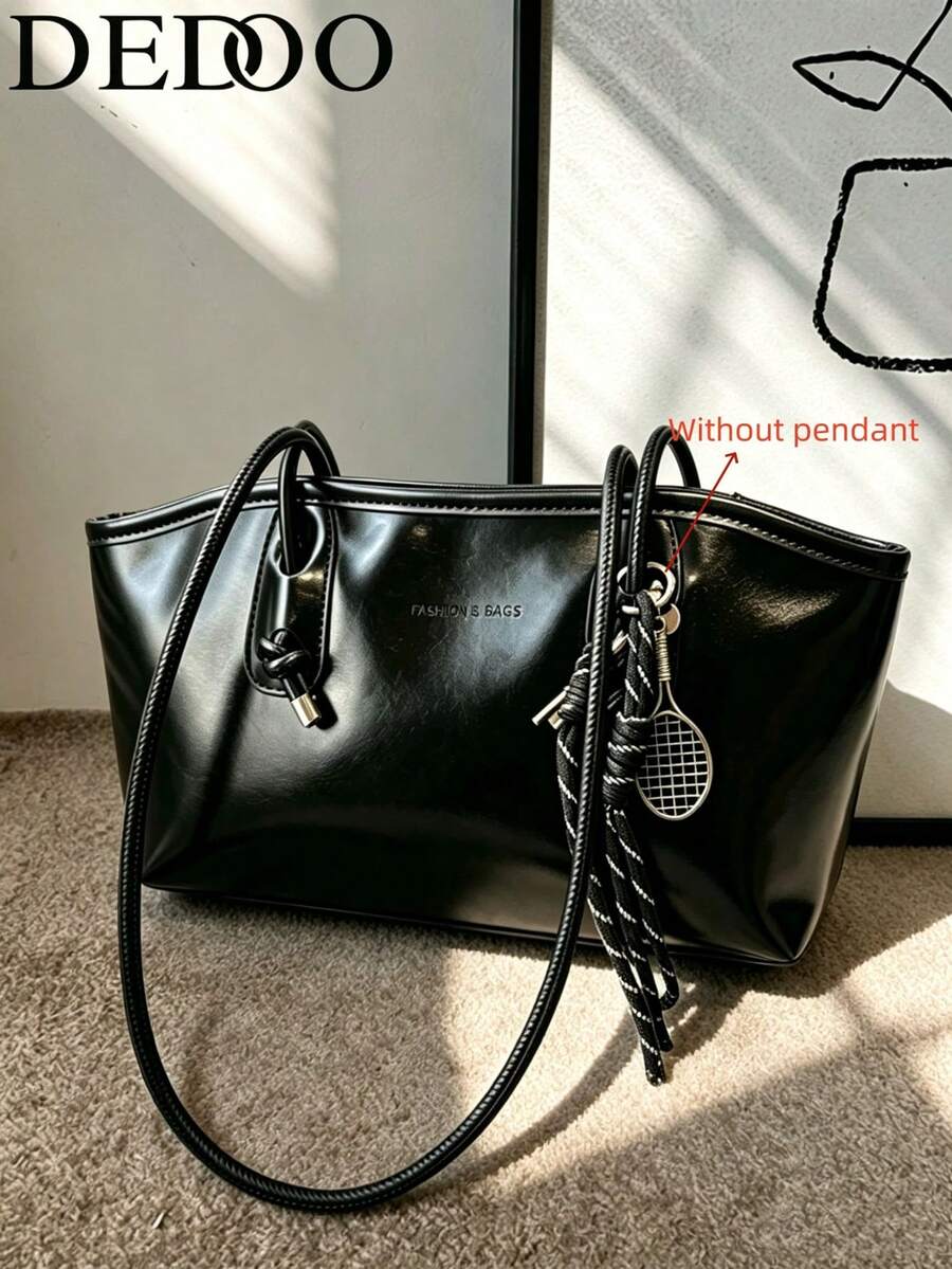 Dedoo 1pc New Coffee Color Bowling Bag, Autumn/Winter Retro Style, Suitable For Commuting/Students (Pendant Not Included)