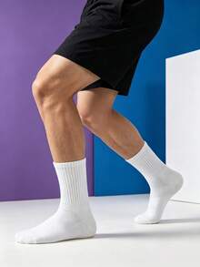 1/5/10/20 Pairs Men's Simple Mid-Calf Socks, Black & White Versatile Sports Casual Socks, Comfortable Soft Everyday Socks - Multicolor - View 6