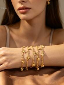 KKCOLA 1 Fashion Heart Bracelet Perfect For Parties, Festivals, Daily Wear-Ideal For Giving To Lovers, Mothers, Or Daughters As Accessories - Yellow Gold - View 2