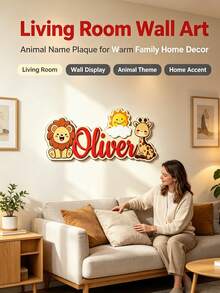 Personalized Family Name Sign, Custom Name Wall Decor, Animal Style Door Sign, Home Entrance Decoration, Personalized Door Sign Wall Art - Multicolor - View 5