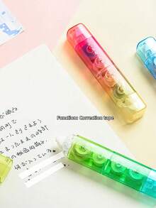 1pc Dual-Head Correction Tape, Double-Sided Replaceable Refill White Correction Tape, Transparent Candy Color Correction Roller, Student Back To School Stationery - A - View 3