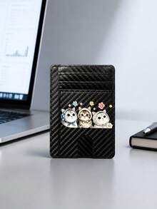 Slim Multi Slot Card Holder With Cute Cat Pattern,Mini Credit Card Wallet Portable Id Card Case For Women,Credit Card Holder Money Clip With Id Window - Multicolor - View 4