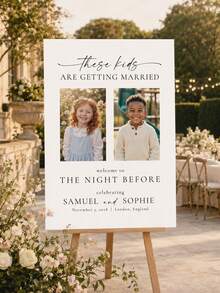 Wedding Eve Welcome Sign, Wedding Rehearsal Dinner Sign, "These Kids Are Getting Married" Sign, Personalized Wedding Rehearsal Welcome Sign, DIY Wedding Sign Template, Wedding Weekend Party Decor, Rehearsal Dinner Decor, Engagement Party, Pre-Wedding Party And Wedding Reception Welcome Decor, Groom And Bride Fun Country Style Wedding Sign, Frame/Frame Not Included. - Multicolor - View 5