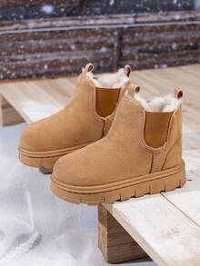 Children's Thermal Lined Snow Boots, Thick Sole Warm Short Boots For Boys And Girls - Brown - View 2