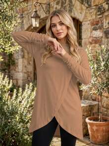 Women Blouses & Shirts - Khaki - View 2