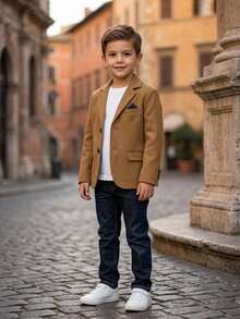 Young Boys Overcoats - Coffee Brown - View 2