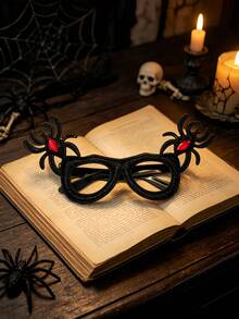 1pc Halloween Spider Decoration Glasses Frame, Black Sequin Costume Glasses With Red Rhinestones, No Lenses, Party Favor, Suitable For Cosplay, Photo Props, Women's Accessory - Multicolor - View 4